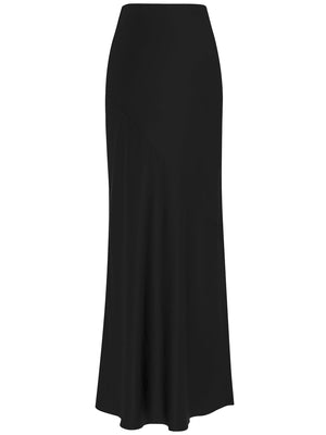 SAINT LAURENT Black Silk Long Skirt for Women - SS24 Collection