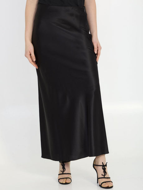 SAINT LAURENT Black Silk Long Skirt for Women - SS24 Collection