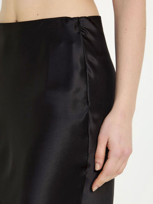 SAINT LAURENT Black Silk Long Skirt for Women - SS24 Collection