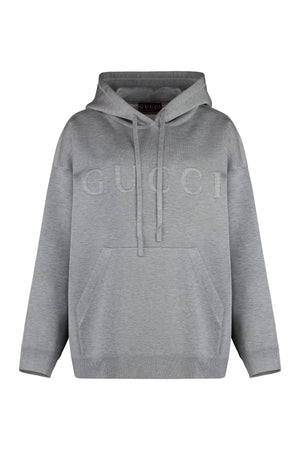 GUCCI Embossed Logo Hoodie for Women in Grey