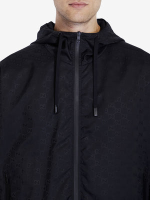 GUCCI Elegant Black GG Nylon Zip-Up Jacket