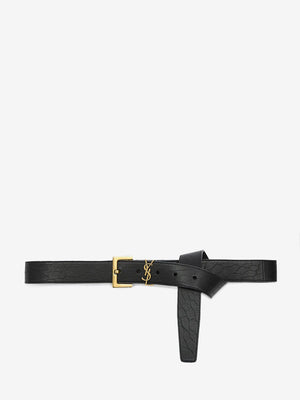 SAINT LAURENT Sleek Black Square Buckle Belt for Women - Trendy Accessory for SS24