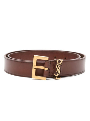 SAINT LAURENT Calf Leather Brown Belt for Women - SS24 Collection