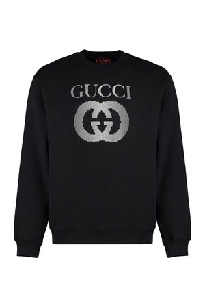 GUCCI Men's Cotton Crew-Neck Sweatshirt with Logo