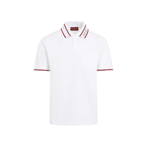 GUCCI COTTON PIQUET POLO SHIRT WITH WEB