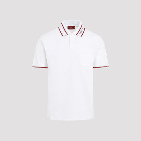 GUCCI COTTON PIQUET POLO SHIRT WITH WEB