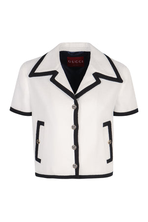 GUCCI Tweed Jacket with Logo Detail Buttons for Women