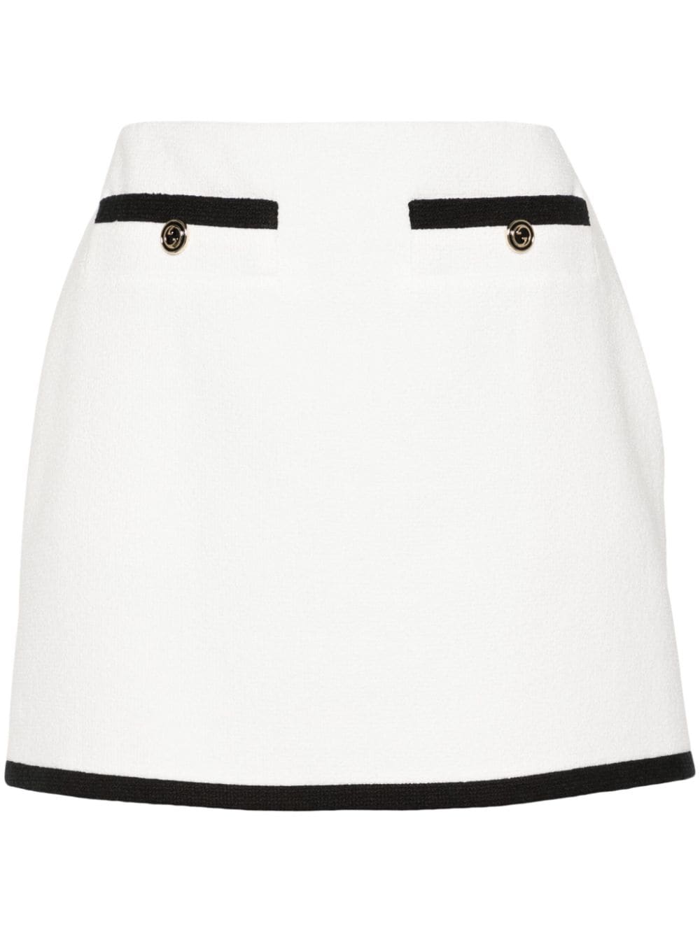 GUCCI Elegant White Cotton Tweed Mini Skirt