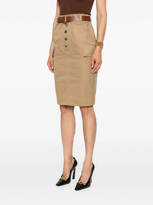 SAINT LAURENT Nude Midi Cotton Skirt