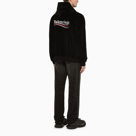 BALENCIAGA Political Campaign Black Chenille Sweatshirt for Men - SS24