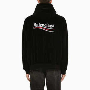 BALENCIAGA Political Campaign Black Chenille Sweatshirt for Men - SS24