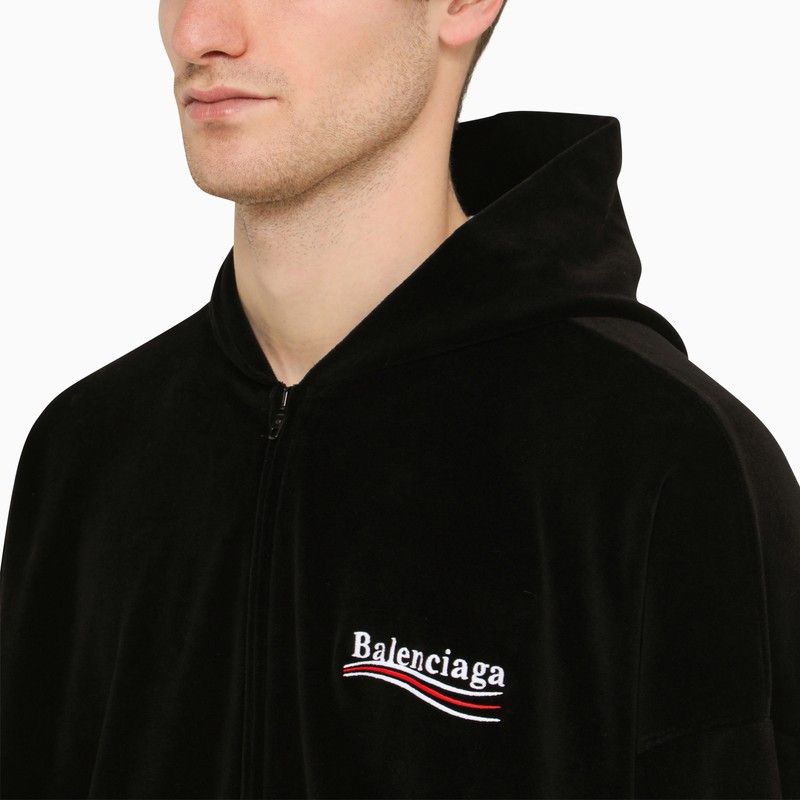 BALENCIAGA Political Campaign Black Chenille Sweatshirt for Men - SS24