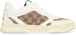 GUCCI Elegant Canvas and Leather Web Sneakers 1.25-Inch Heel