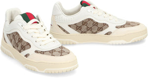 GUCCI Elegant Canvas and Leather Web Sneakers 1.25-Inch Heel