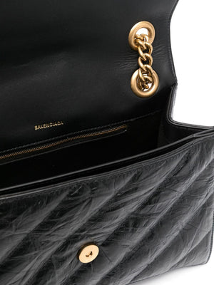 BALENCIAGA Elegant Black Leather Crossbody