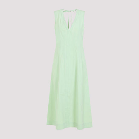 Green Cotton Compact Midi Dress - SS24 Collection