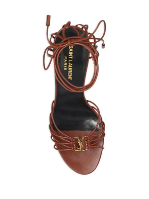 SAINT LAURENT Brown Leather Babylone 90 Sandals for Women