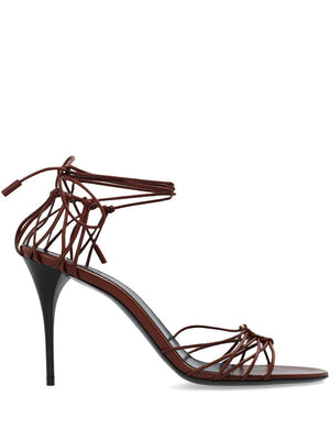 SAINT LAURENT Brown Leather Babylone 90 Sandals for Women