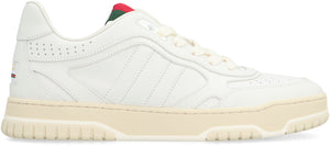 GUCCI Re-Web Leather Sneakers with Lace-Up Closure - 3.2cm Height