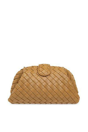 BOTTEGA VENETA Mini Woven Leather Clutch with Chain Strap