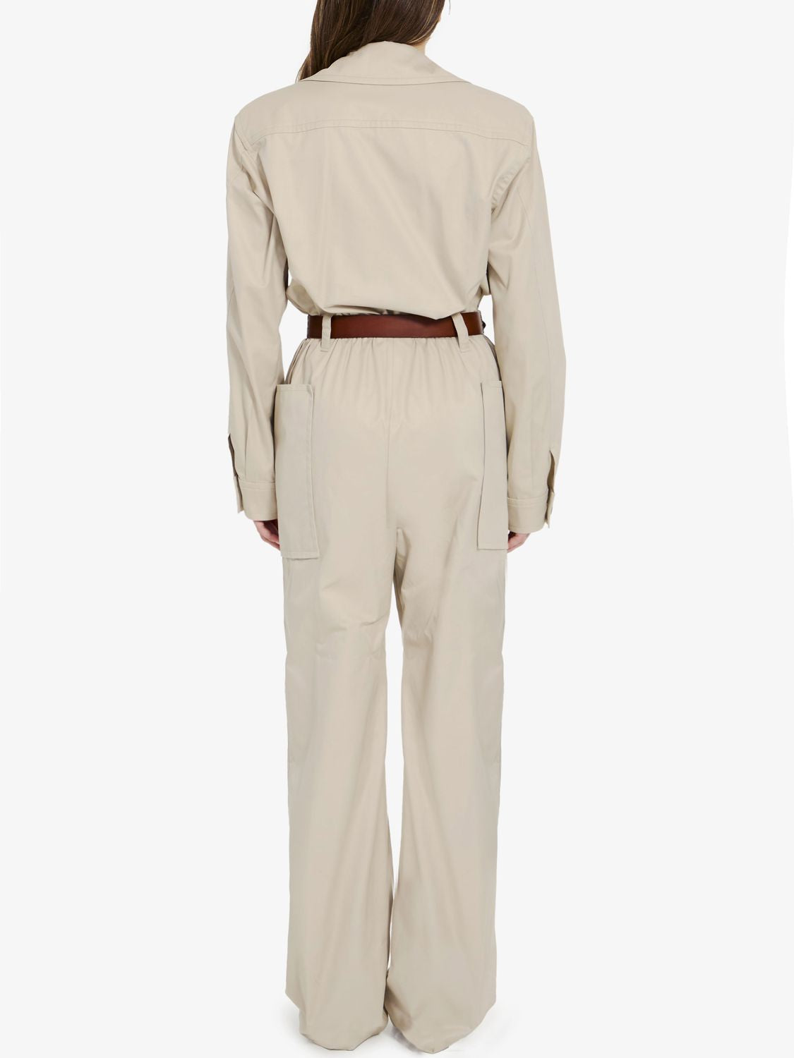 SAINT LAURENT Belted Organic Cotton Jumpsuit for Women