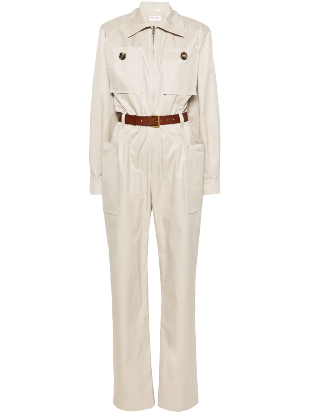 SAINT LAURENT Belted Cotton Jumpsuit for Women