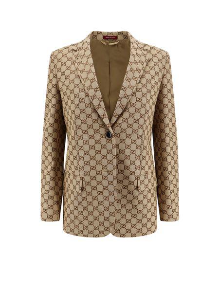 GUCCI Elegant Two-Button Single-Breast Jacket with Original GG Detailing