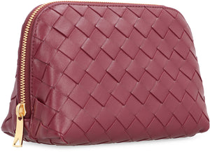 紫紅色或葡萄色女士原野編織皮革手袋