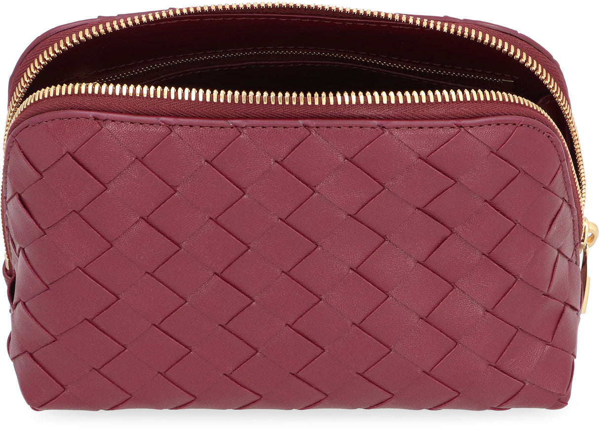 BOTTEGA VENETA Intrecciato Motif Leather Handbag for Women - Red-Purple or Grape