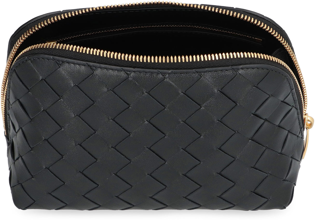 Leather Handbag with Iconic Design and Top Zip Closure