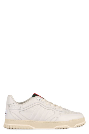 GUCCI Giày Sneaker Da Trắng Cổ Điển với Chi Tiết Sọc Nổi Bật - Độ Cao 3.4cm