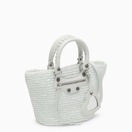 Le Cagole Small White Basket Handbag