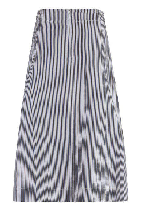 BOTTEGA VENETA Striped Cotton and Linen Skirt with Front Knot Detail