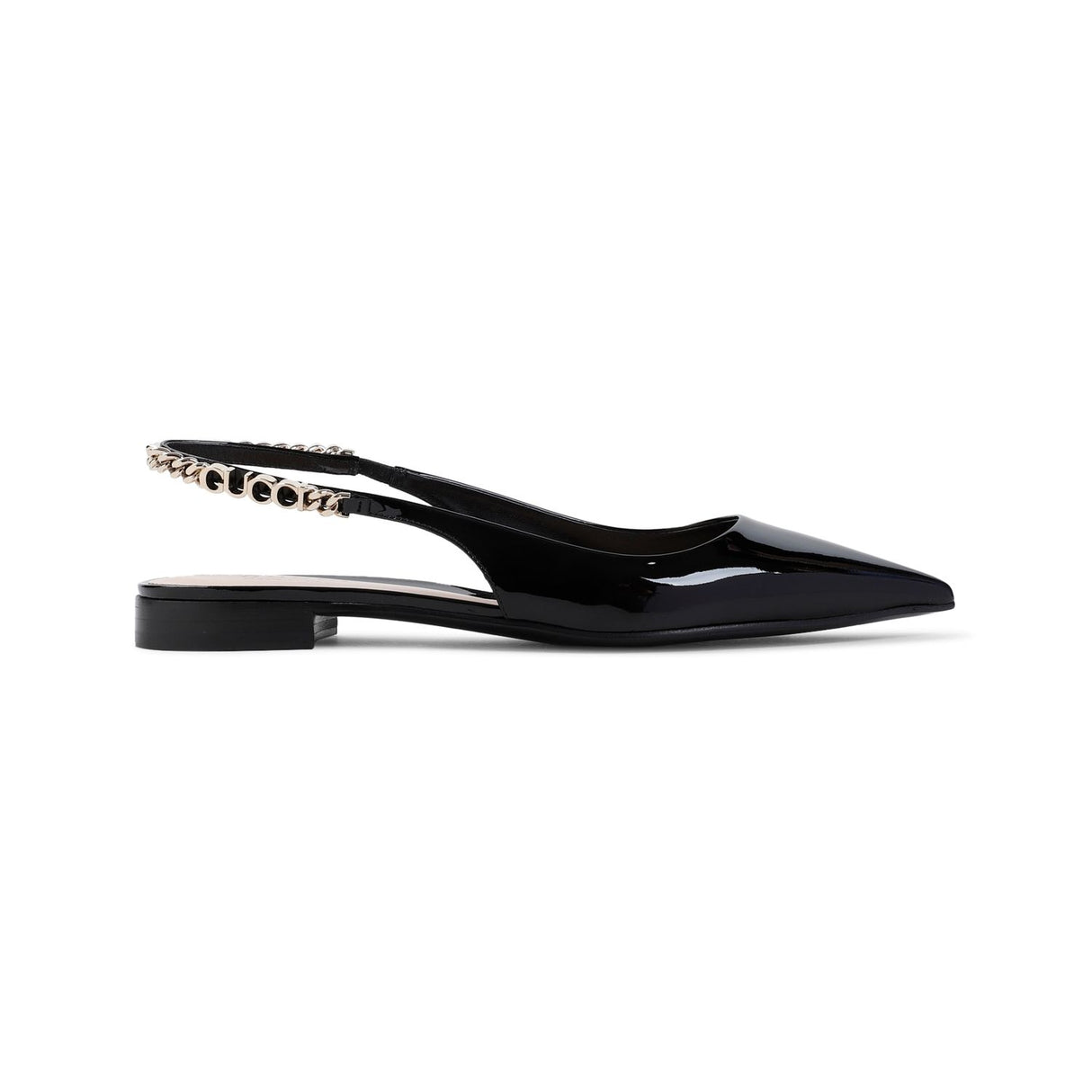 GUCCI Elegant Black Leather Ballerina Flats with Mini Heel