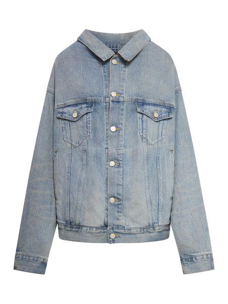 BALENCIAGA Off-Shoulder Denim Jacket in Light Blue for Men