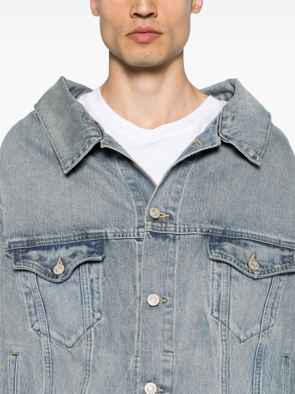 BALENCIAGA Light Blue Off Shoulder Jacket for Men