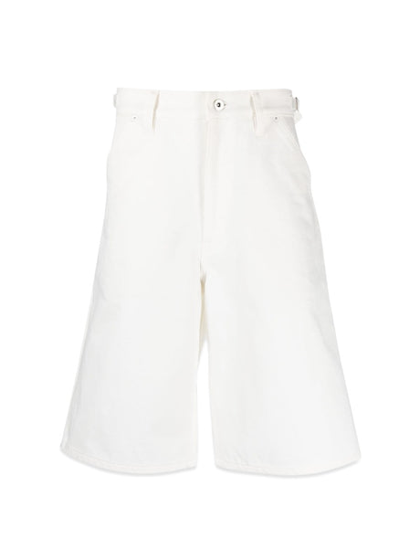 JIL SANDER Men's Denim Mini Shorts with Button Closure