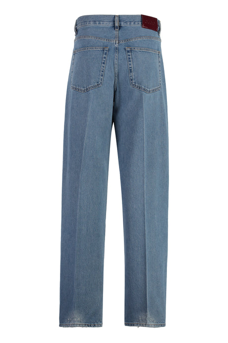 GUCCI Straight-Leg Denim Jeans with Leather Accents