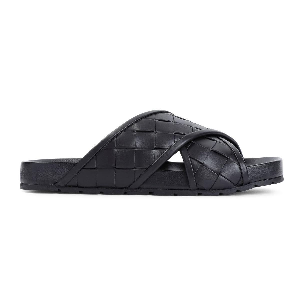 BOTTEGA VENETA Tarik Luxe Leather Sandals - Black