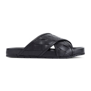 BOTTEGA VENETA Tarik Luxe Leather Sandals - Black