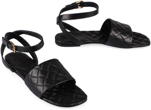 BOTTEGA VENETA Black Woven Flat Sandals for Women