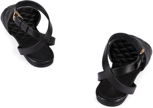 BOTTEGA VENETA Black Woven Flat Sandals for Women