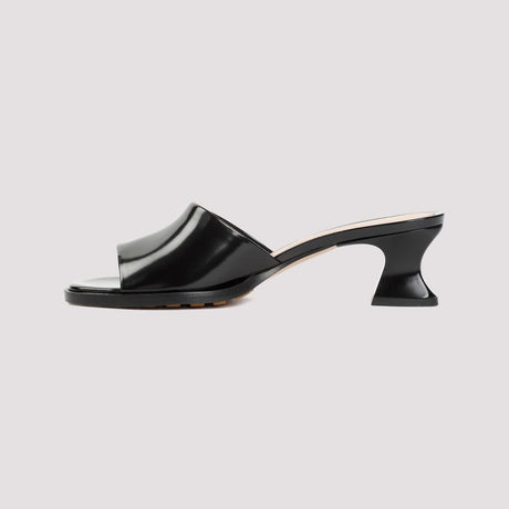 Sculptured Heel Leather Sandals | Black | SS24 Collection