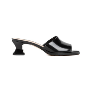 Sculptured Heel Leather Sandals | Black | SS24 Collection