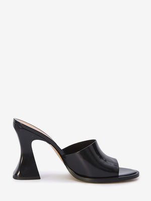 Women's Black Calfskin Cha-Cha Flat with Sculpted Heel