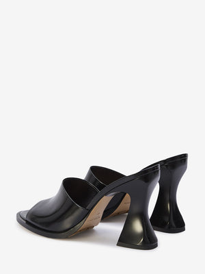 Women's Black Calfskin Cha-Cha Flat with Sculpted Heel