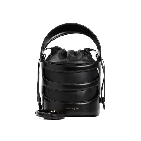 ALEXANDER MCQUEEN Black Leather Bucket Handbag for Women - SS24 Collection