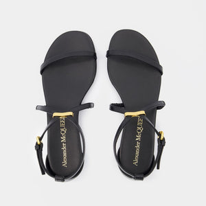 ALEXANDER MCQUEEN Elegant Harness Sandals with Gold Hardware