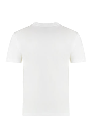 قميص كريو-نيق أبيض من قماش القطن من الحجم SS24 مع ياقة مضلعة