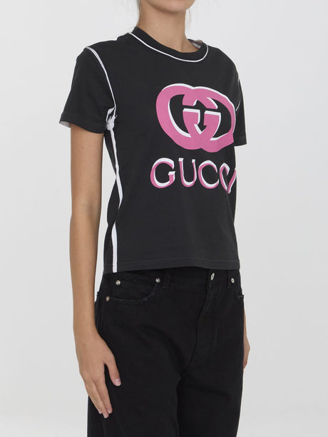 GUCCI Women's Tight Fit Crewneck T-Shirt with Interlocking G Print